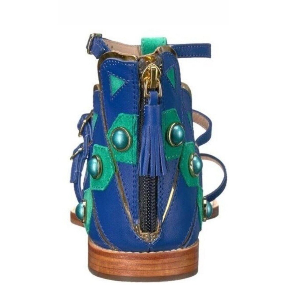 Kate Spade PEACOCK Soto Emerald Napa Leather Sandal Size 7.5 M NIB Gorgeous - Picture 6 of 13